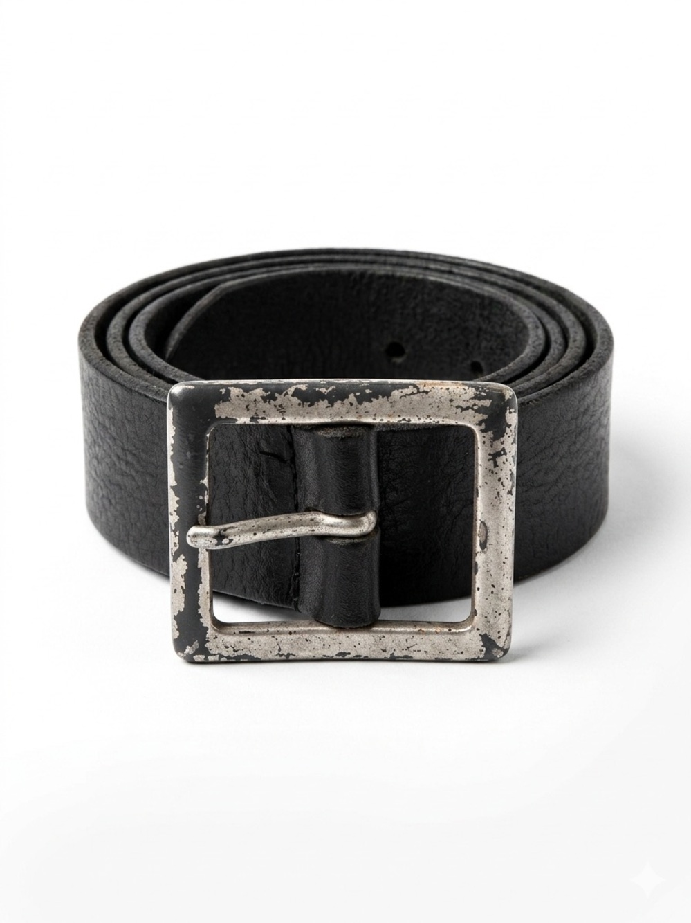 90s GAP Black Leather Belt with Silver Buckle